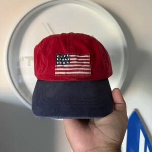 Vintage Polo Ralph Lauren Two Tone American Flag Baseball Cap